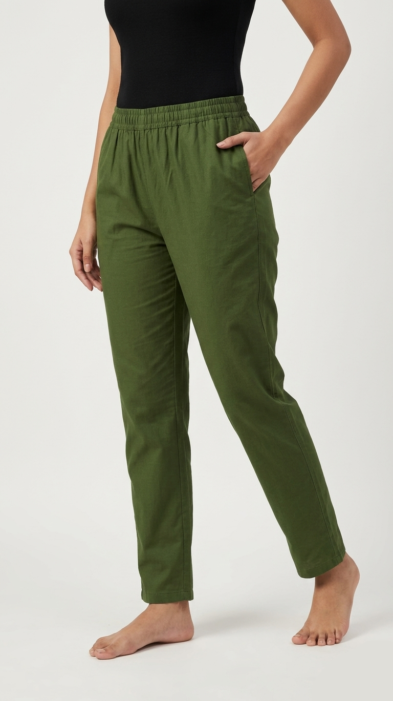 Women’s Straight Fit Cotton Pants – Comfortable Daily Wear