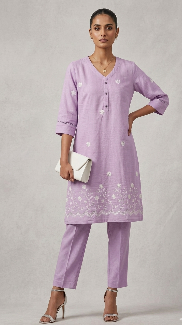 Stylish Crushed Fabric Coat Set for Women – Elegant Ethnic Wear