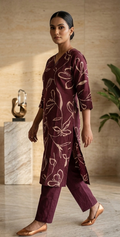Elegant Cotton Coat Set – Grape Colour